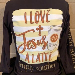 Simple Southern I love Jesus a Latte size small